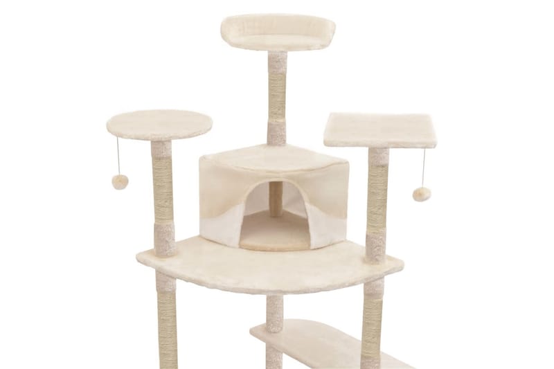 Kloretre med klorestolper i sisal 203 cm beige og hvit - Beige - Sport & fritid - Til dyrene - Katt - Kattemøbler