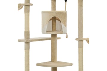 Kloretre med klorestolper i sisal 203 cm beige og hvit - Beige - Sport & fritid - Til dyrene - Katt - Kattemøbler