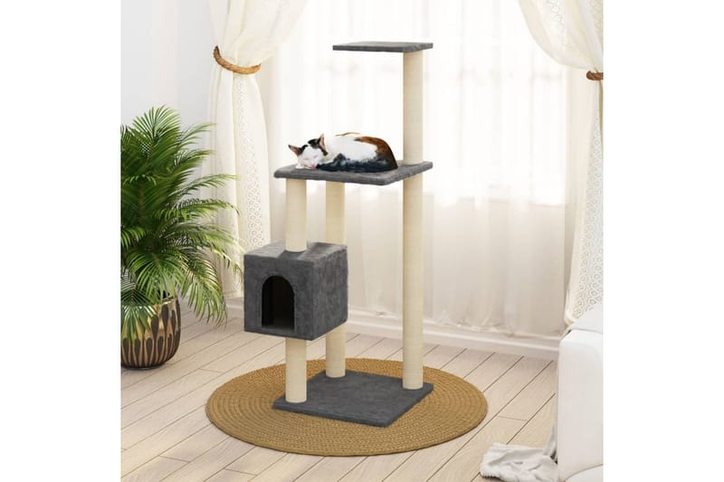Kloretre med klorestolper i sisal mørkegrå 104 cm - Grå - Sport & fritid - Til dyrene - Katt - Kattemøbler - Klorestativ & kloremøbler