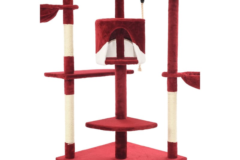 Kloretre med klorestolper i sisal 203 cm rød og hvit - Rød/Hvit - Kattemøbler