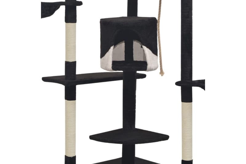 Kloretre med klorestolper i sisal 203 cm svart og hvit - Svart/Hvit - Kattemøbler