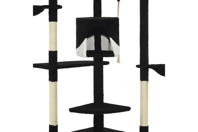 Kloretre med klorestolper i sisal 203 cm svart og hvit - Svart/Hvit - Kattemøbler