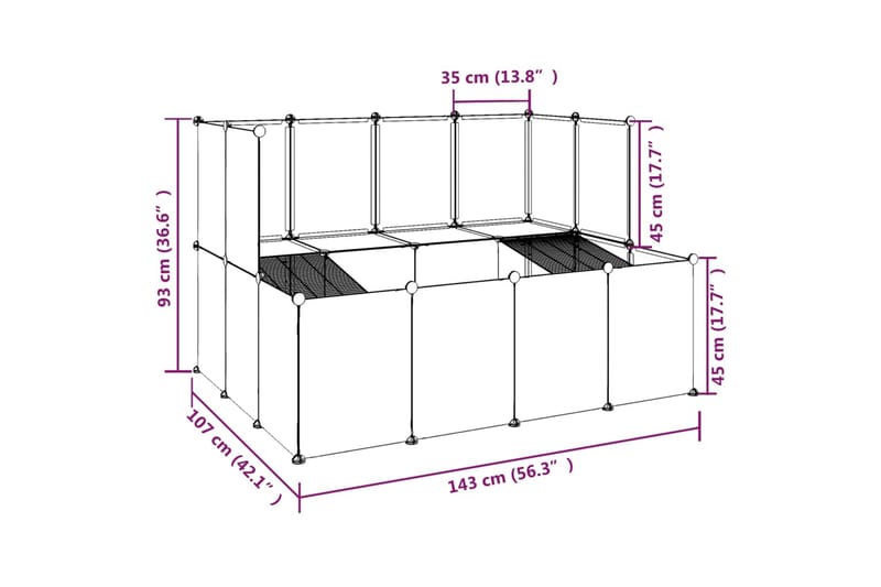 beBasic Smådyrbur svart 143x107x93 cm PP og stål - Svart - Sport & fritid - Til dyrene - Små dyr - Bur smådyr - Kaninbur & kaninhus