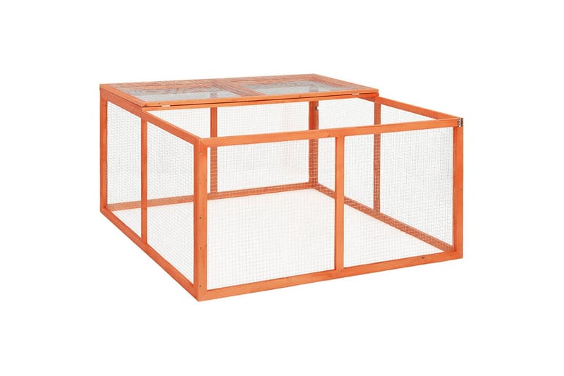 Kaninbur 124x120x60 cm heltre gran - Brun - Sport & fritid - Til dyrene - Små dyr - Bur smådyr - Kaninbur & kaninhus