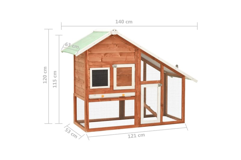 Kaninbur 140x63x120 cm heltre gran - Brun - Kaninbur & kaninhus