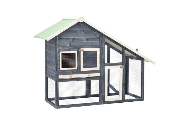 Kaninbur grå og hvit 140x63x120 cm heltre gran - Grå - Sport & fritid - Til dyrene - Små dyr - Bur smådyr - Kaninbur & kaninhus