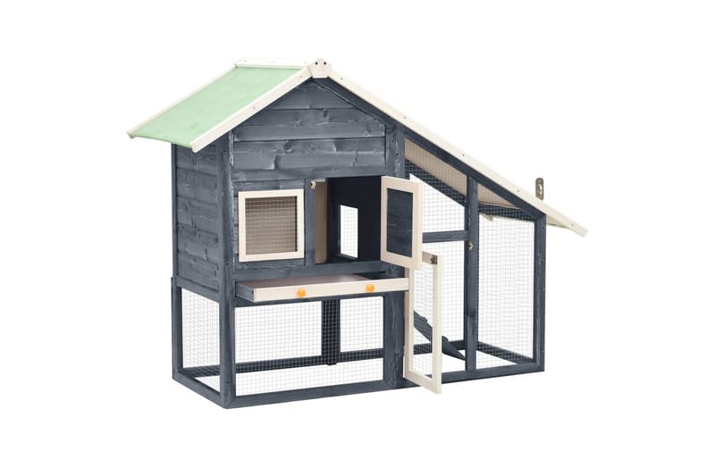 Kaninbur grå og hvit 140x63x120 cm heltre gran - Grå - Sport & fritid - Til dyrene - Små dyr - Bur smådyr - Kaninbur & kaninhus