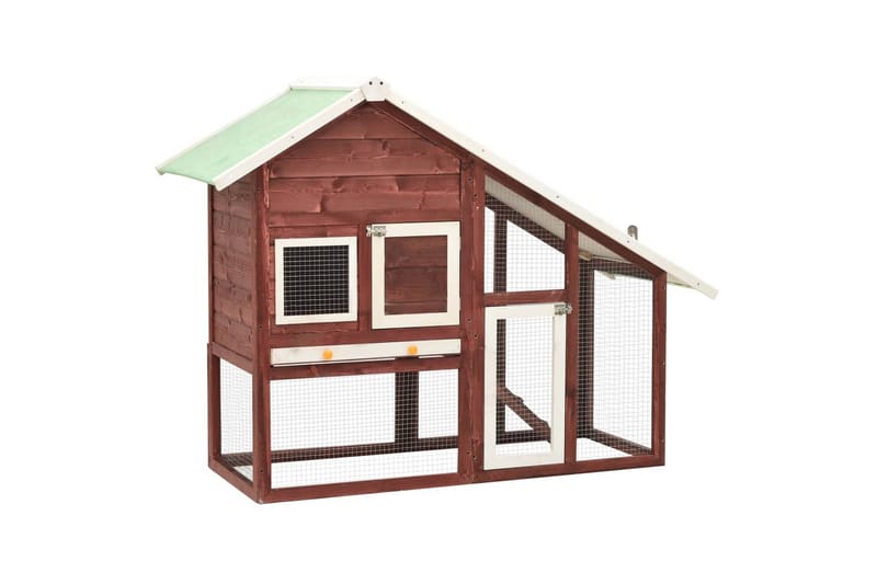 Kaninbur mocca og hvit 140x63x120 cm heltre gran - Sport & fritid - Til dyrene - Små dyr - Bur smådyr - Kaninbur & kaninhus