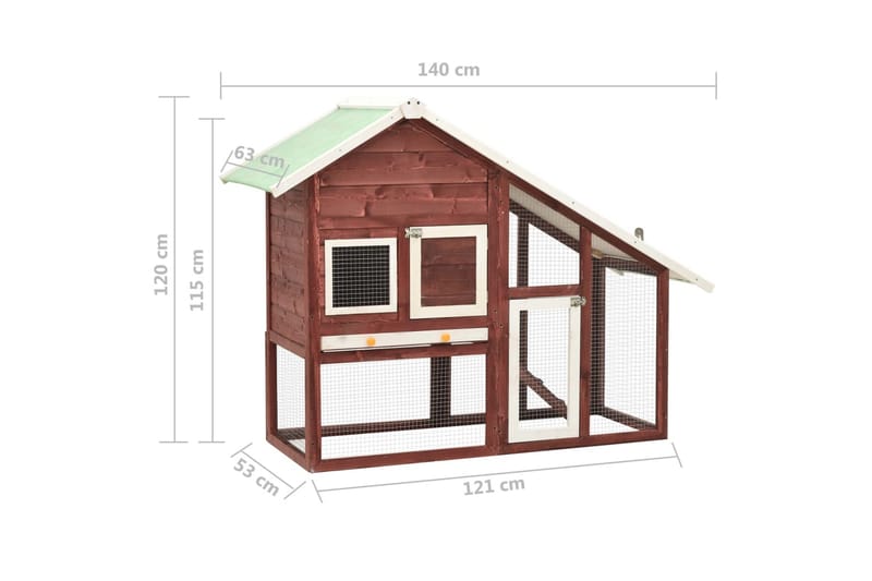 Kaninbur mocca og hvit 140x63x120 cm heltre gran - Sport & fritid - Til dyrene - Små dyr - Bur smådyr - Kaninbur & kaninhus