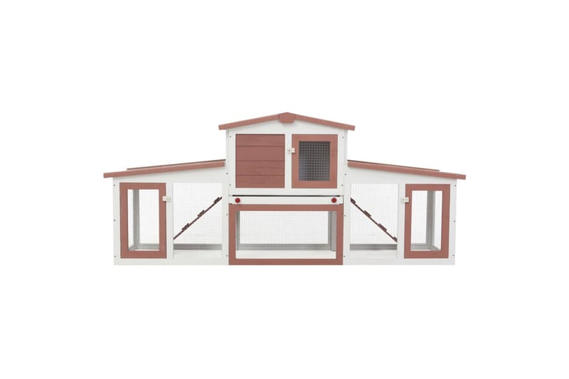 Stort utendørs kaninbur brun og hvit 204x45x85 cm tre - Sport & fritid - Til dyrene - Små dyr - Bur smådyr - Kaninbur & kaninhus