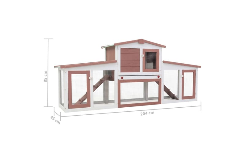 Stort utendørs kaninbur brun og hvit 204x45x85 cm tre - Sport & fritid - Til dyrene - Små dyr - Bur smådyr - Kaninbur & kaninhus