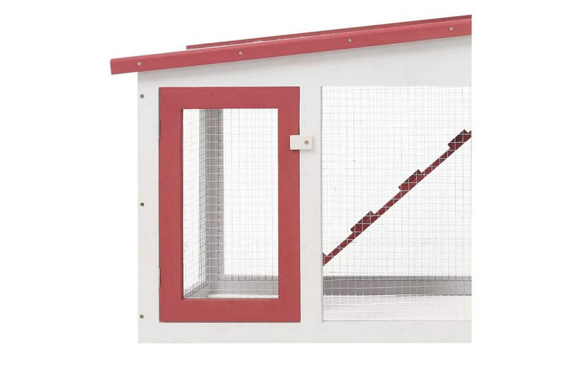 Stort utendørs kaninbur rød og hvit 204x45x85 cm tre - Sport & fritid - Til dyrene - Små dyr - Bur smådyr - Kaninbur & kaninhus
