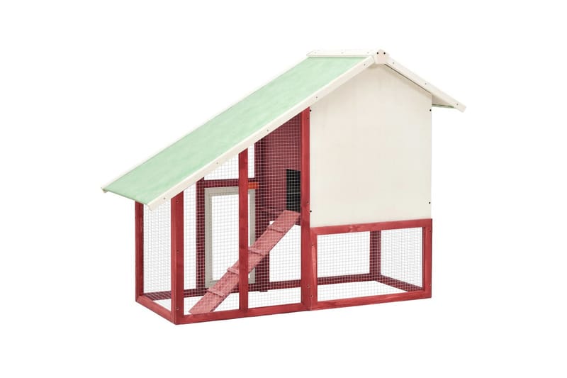 Kaninbur rød og hvit 140x63x120 cm heltre gran - Rød - Sport & fritid - Til dyrene - Små dyr - Bur smådyr - Kaninbur & kaninhus