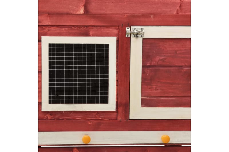 Kaninbur rød og hvit 140x63x120 cm heltre gran - Rød - Sport & fritid - Til dyrene - Små dyr - Bur smådyr - Kaninbur & kaninhus