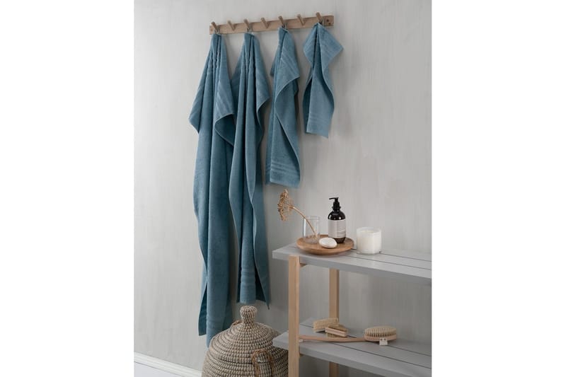 Dusjhåndkle Basic Frotté 65 x 130 cm - Blå - Tekstiler - Tekstiler baderom - Håndklær og badehåndkle