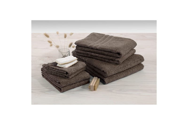 Dusjhåndkle Basic Frotté 65 x 130 cm - Brun - Tekstiler - Tekstiler baderom - Håndklær