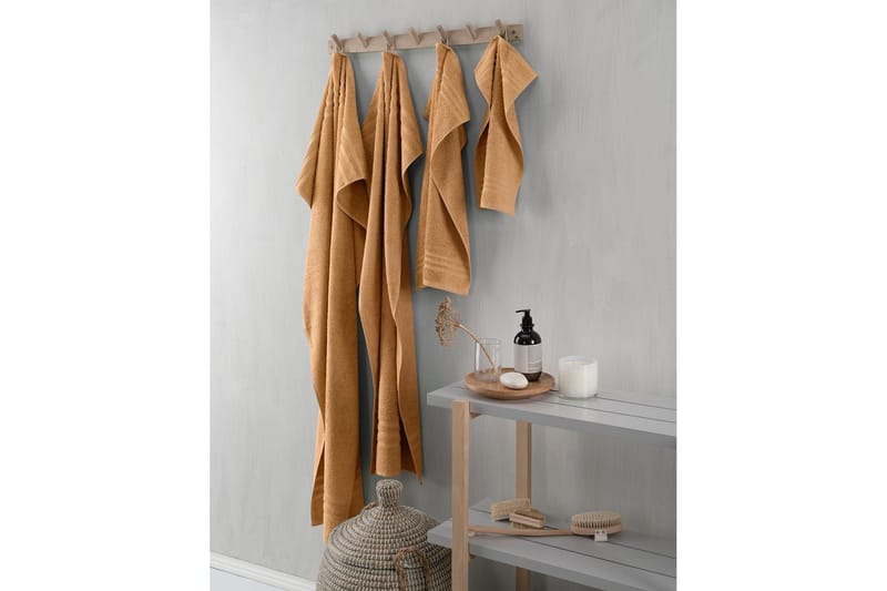 Dusjhåndkle Basic Frotté 65 x 130 cm - Gul - Tekstiler - Tekstiler baderom - Håndklær