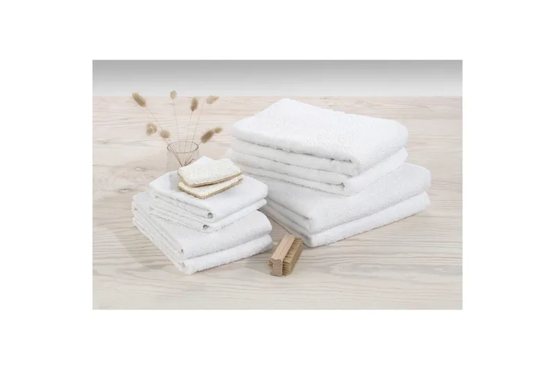 Dusjhåndkle Basic Frotté 65 x 130 cm - Hvit - Tekstiler - Tekstiler baderom - Håndklær