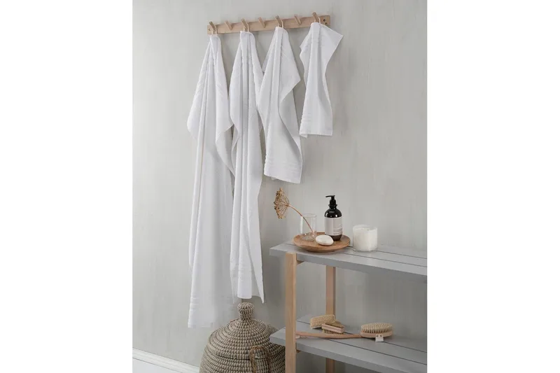 Dusjhåndkle Basic Frotté 65 x 130 cm - Hvit - Tekstiler - Tekstiler baderom - Håndklær