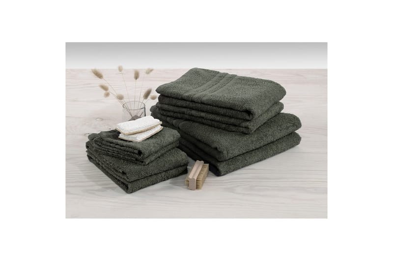 Dusjhåndkle Basic Frotté 65 x 130 cm - Mørk grønn - Tekstiler - Tekstiler baderom - Håndklær