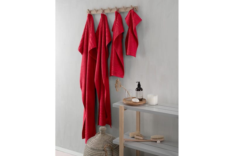 Gjesthåndkle Basic Frotté - Rød - Tekstiler - Tekstiler baderom - Håndklær