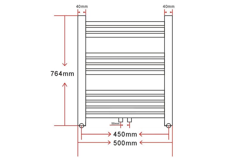 Baderomsradiator 500 x 764 mm kurvet - Håndklær