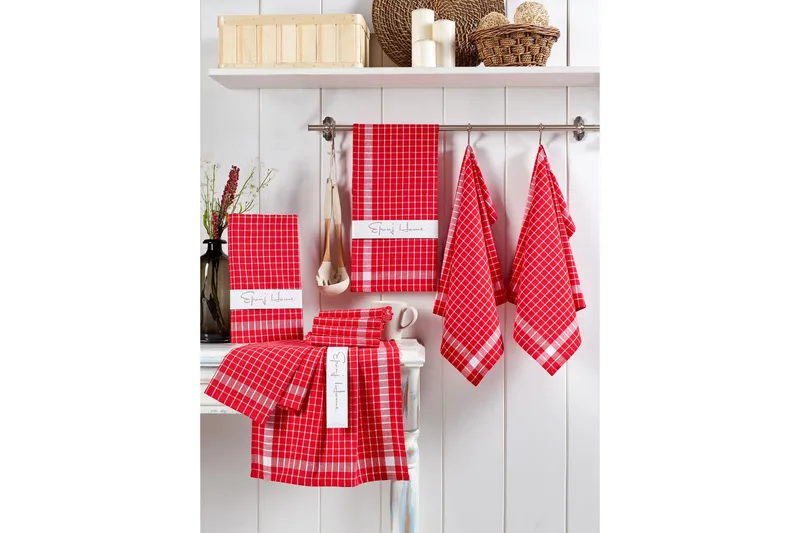 Handduk Röd, Vit