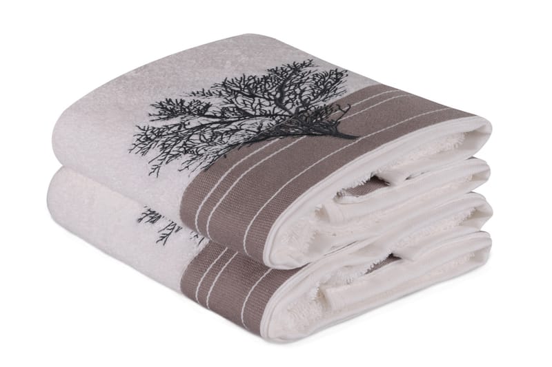 Hobby Håndkle 50x90 cm 2-pk - Hvit/Beige - Håndklær