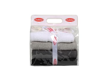Hobby Håndkle 50x90 cm 4-pk - Hvit/Grå/Mørkegrå/Svart - Tekstiler - Tekstiler baderom - Håndklær