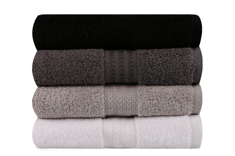 Hobby Håndkle 50x90 cm 4-pk - Hvit/Grå/Mørkegrå/Svart - Tekstiler - Tekstiler baderom - Håndklær