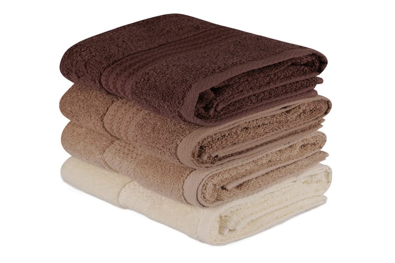 Hobby Håndkle 50x90 cm 4-pk - Creme/Beige/Brun - Håndklær