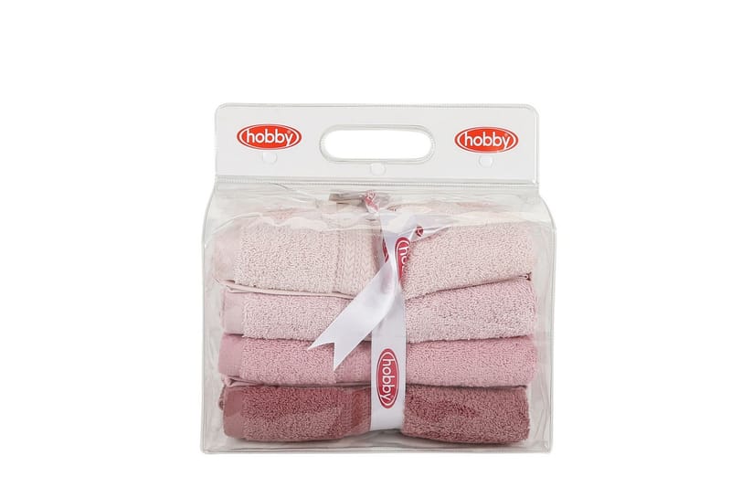 Hobby Håndkle 50x90 cm 4-pk - Lyserosa/Creme - Tekstiler - Tekstiler baderom - Håndklær