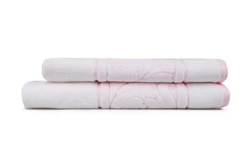 Hobby Håndkle Set om 2 - Hvit/Rosa - Tekstiler - Tekstiler baderom - Håndklær