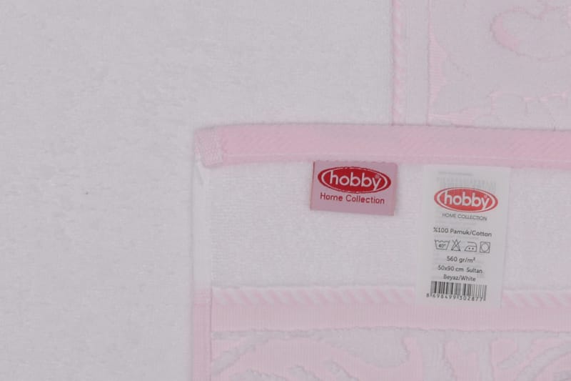 Hobby Håndkle Set om 2 - Hvit/Rosa - Tekstiler - Tekstiler baderom - Håndklær