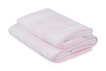 Hobby Håndkle Set om 2 - Hvit/Rosa - Tekstiler - Tekstiler baderom - Håndklær
