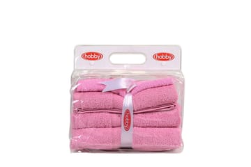 Hobby Håndkle Set om 3 - Rosa - Tekstiler - Tekstiler baderom - Håndklær