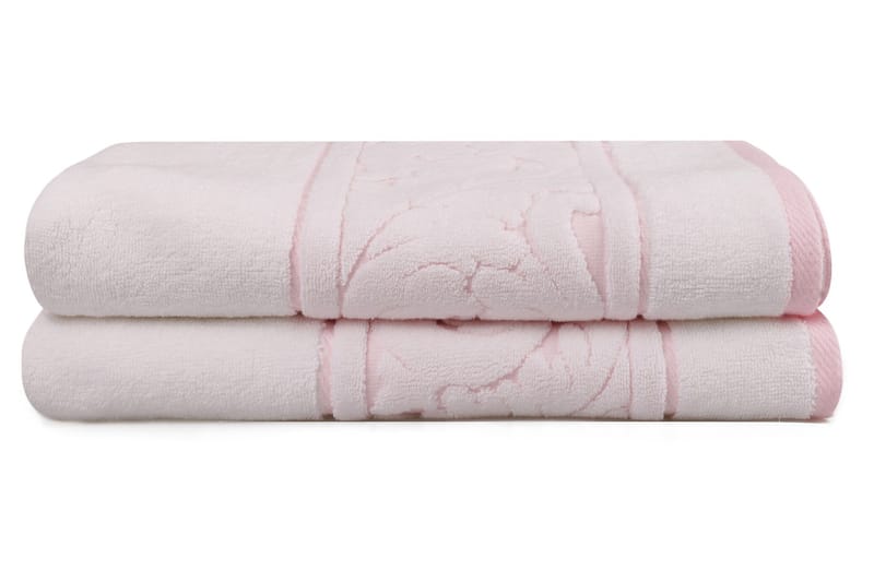 Hobby Badehåndkle 70x140 cm 2-pk - Hvit/Rosa - Tekstiler - Tekstiler baderom - Håndklær og badehåndkle