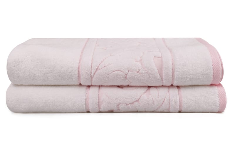Hobby Badehåndkle 70x140 cm 2-pk - Hvit/Rosa - Stort badelaken - Håndklær og badehåndkle - Strandhåndkle & strandbadelaken
