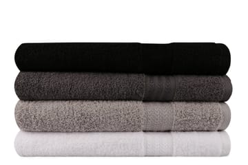 Hobby Badehåndkle 70x140 cm 4-pk - Hvit/Grå/Mørkegrå/Svart - Tekstiler - Tekstiler baderom - Håndklær og badehåndkle