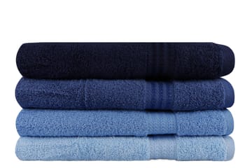 Hobby Badehåndkle 70x140 cm 4-pk - Mørkeblå/Blå/Lyseblå - Tekstiler - Tekstiler baderom - Håndklær og badehåndkle