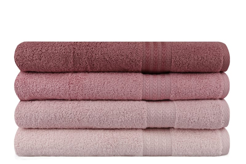 Hobby Badehåndkle 70x140 cm 4-pk - Rosa - Tekstiler - Tekstiler baderom - Håndklær og badehåndkle
