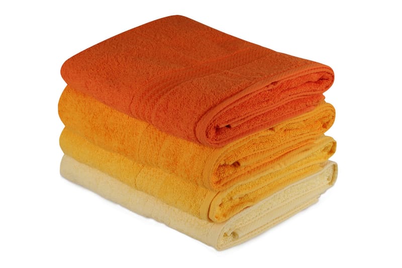 Hobby Badehåndkle 70x140 cm 4-pk - Gul/Oransje - Stort badelaken - Håndklær og badehåndkle - Strandhåndkle & strandbadelaken
