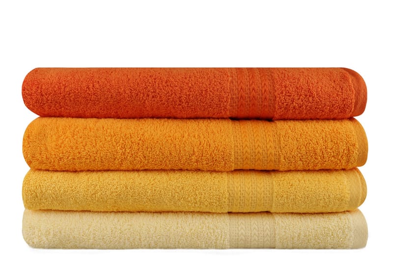 Hobby Badehåndkle 70x140 cm 4-pk - Gul/Oransje - Tekstiler - Tekstiler baderom - Håndklær og badehåndkle