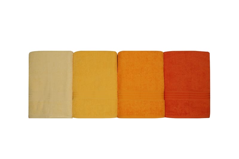 Hobby Badehåndkle 70x140 cm 4-pk - Gul/Oransje - Tekstiler - Tekstiler baderom - Håndklær og badehåndkle