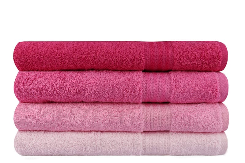 Hobby Badehåndkle 70x140 cm 4-pk - Rosa/Lyserosa - Tekstiler - Tekstiler baderom - Håndklær og badehåndkle