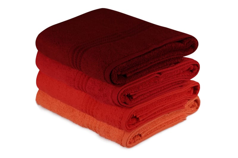 Hobby Badehåndkle 70x140 cm 4-pk - Oransje/Rød/Rosa - Tekstiler - Tekstiler baderom - Håndklær og badehåndkle