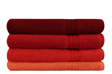Hobby Badehåndkle 70x140 cm 4-pk - Oransje/Rød/Rosa - Tekstiler - Tekstiler baderom - Håndklær og badehåndkle