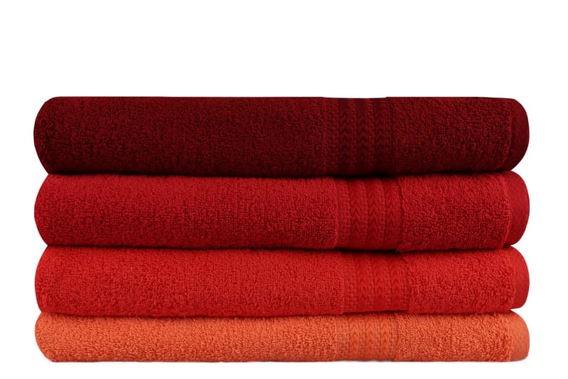 Hobby Badehåndkle 70x140 cm 4-pk - Oransje/Rød/Rosa - Tekstiler - Tekstiler baderom - Håndklær og badehåndkle