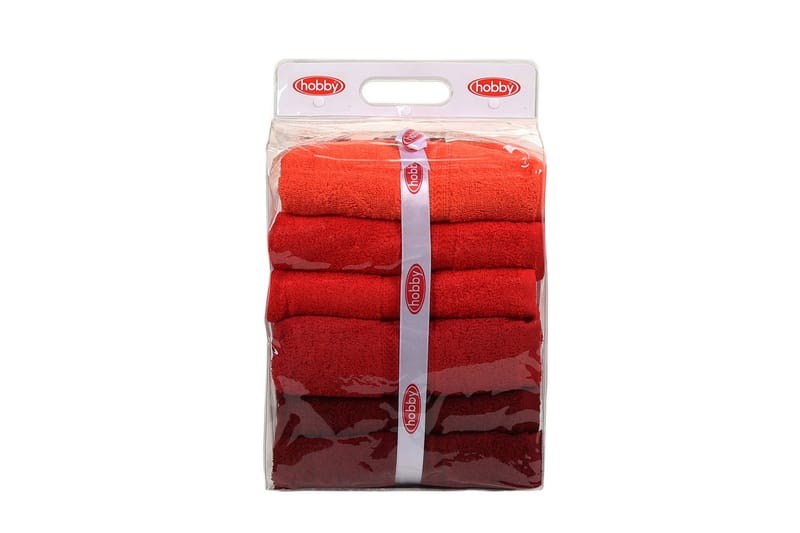 Hobby Badehåndkle 70x140 cm 4-pk - Oransje/Rød/Rosa - Tekstiler - Tekstiler baderom - Håndklær og badehåndkle