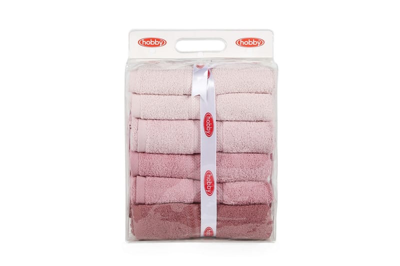 Hobby Badehåndkle 70x140 cm 4-pk - Rosa - Tekstiler - Tekstiler baderom - Håndklær og badehåndkle